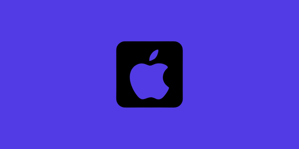 Schwarzes Apple-Logo auf lila Hintergrund – Symbolbild für IPTV auf iPhone und iPad